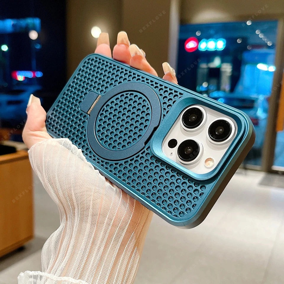 Luxury Apple iPhone Case, MagSafe Compatible, Camera Lens & Screen Protection, Ultra Thin, Shockproof, Magnetic Full All Around Cover – Matte Magnetic Case with Holder, Heat Dissipation & Wireless Charging Support