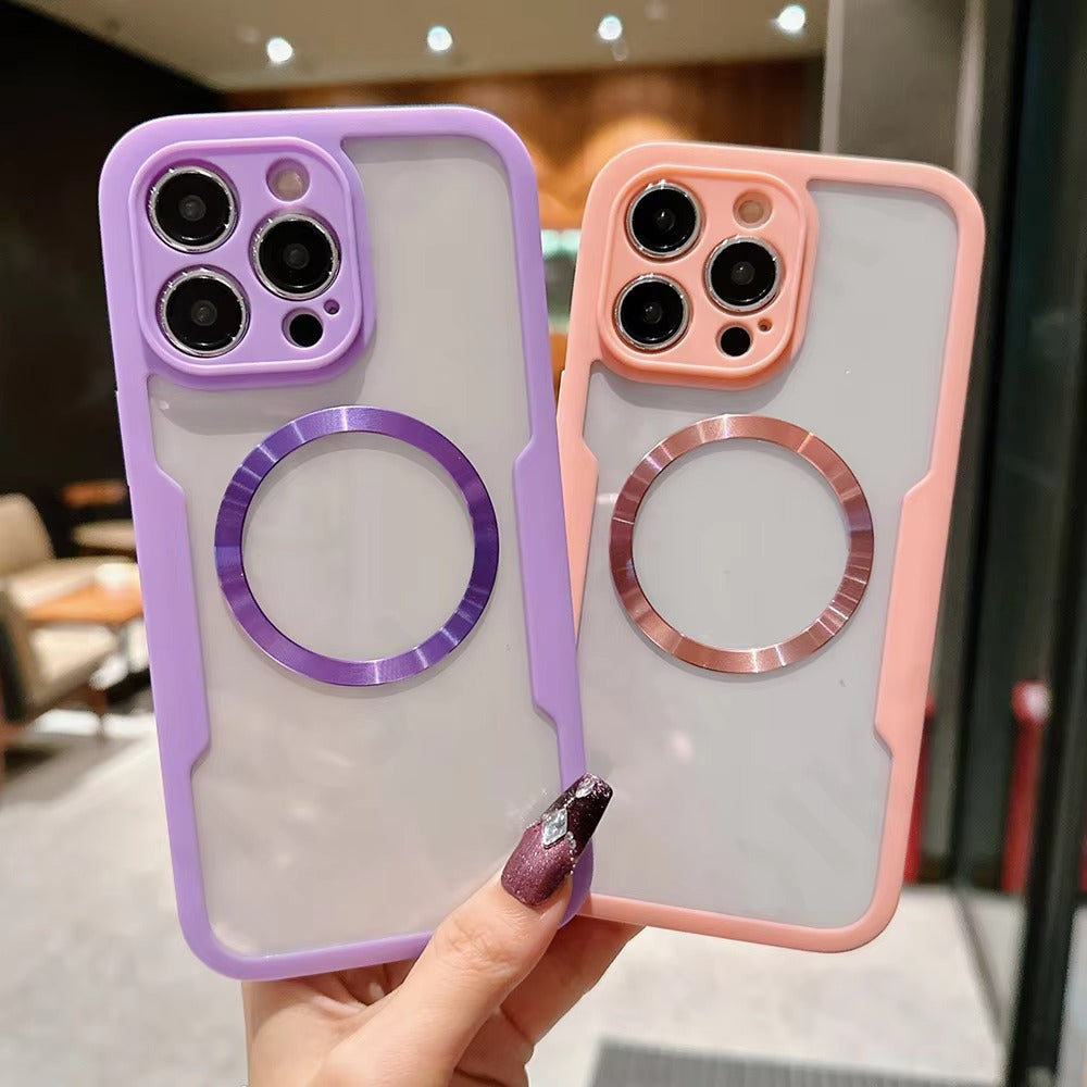Luxury Apple iPhone Case MagSafe Compatible Ultra Thin Magnetic  All Around Protection Cover with Double Touch Clear Design
