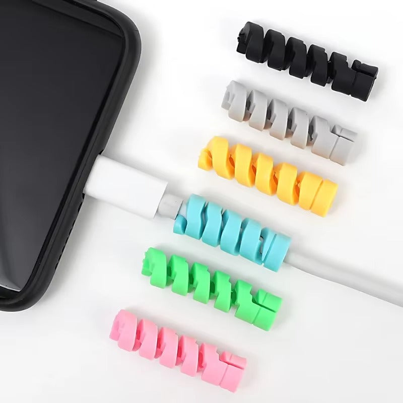 High Quality Cable Protector, 1/12pcs Universal Silicone Spiral Winder – Wire Organizer Cover for iPhone, USB Charger, Data 