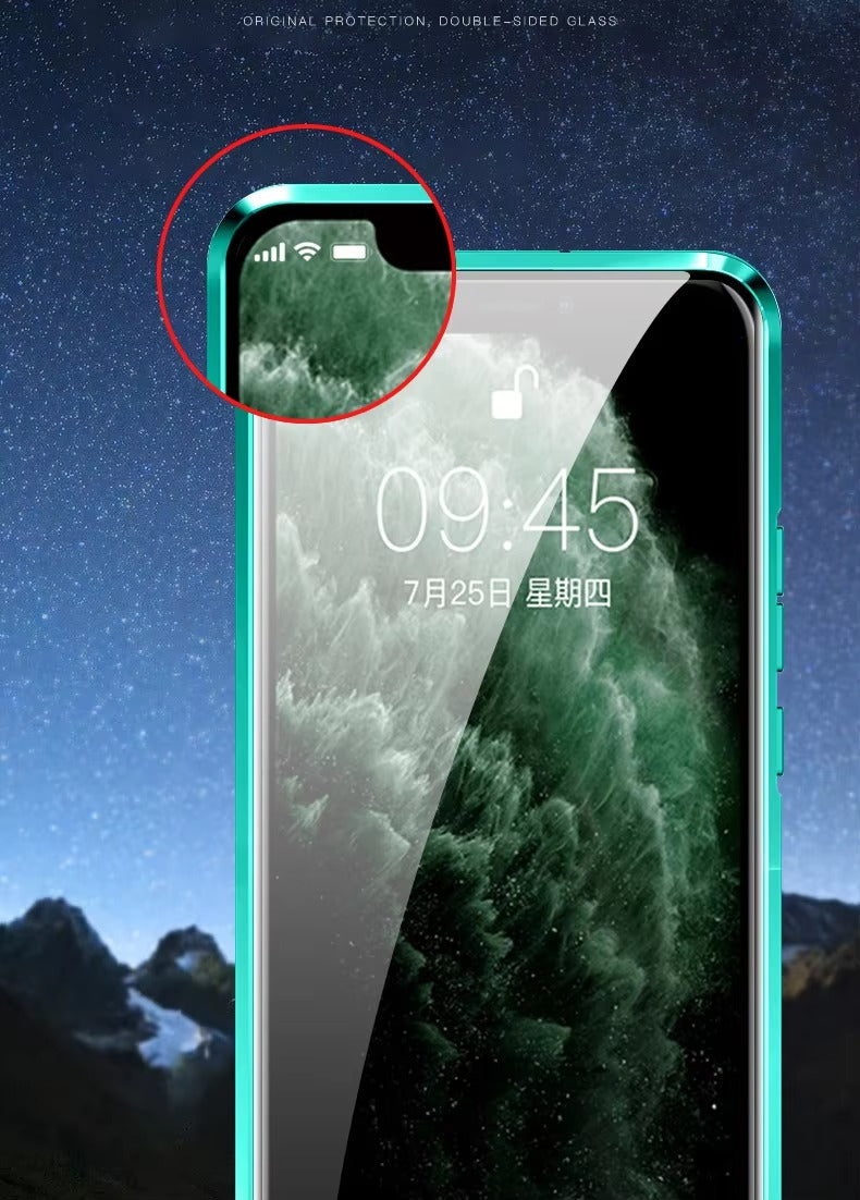 Premium Apple iPhone Case, MagSafe Compatible, Camera Lens & Screen Protection, Ultra Thin, Shockproof, Magnetic Full All Around Cover – Anti-Peeping Tempered Glass Case with Magnetic Metal Bumper & Privacy Protection