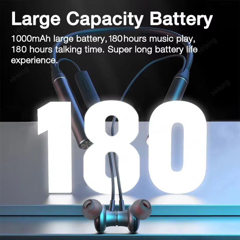 High Quality Wireless Neckband Earphones for iPhone – Bluetooth Sport Headset with Mic,180-Hour Battery, TF Card Support