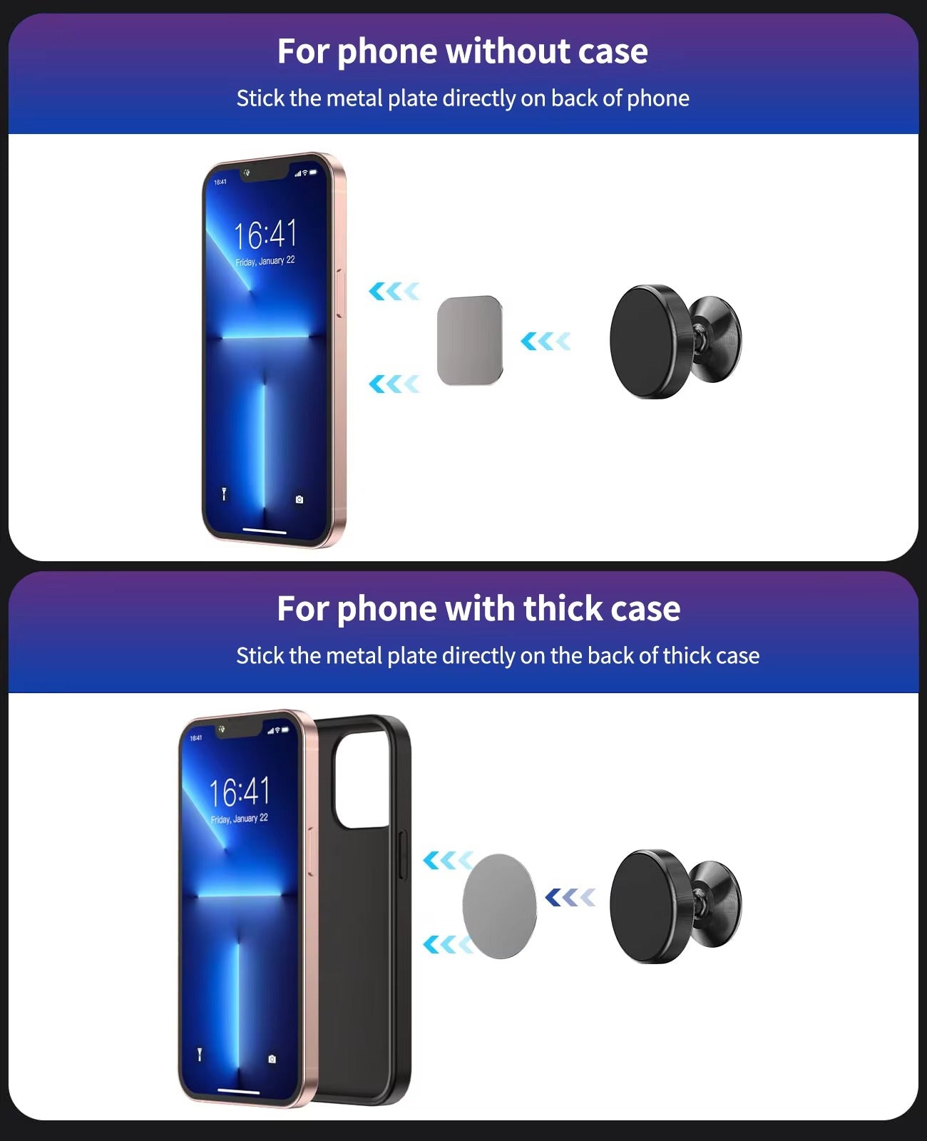 Premium, Dual Magnetic Phone Holder for Gym – Double-Sided, Strong Magnet Mount with 360° Rotation for Apple iPhon