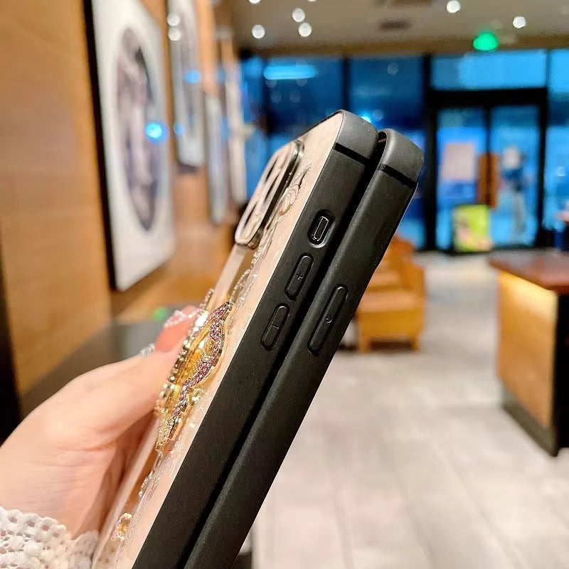 Fashion Apple iPhone Case, MagSafe Compatible, Camera Lens & Screen Protection, Ultra Thin, Shockproof, Magnetic Full All Around Cover – Butterfly Ring Holder Case with Full Shockproof Armor Back for Girls