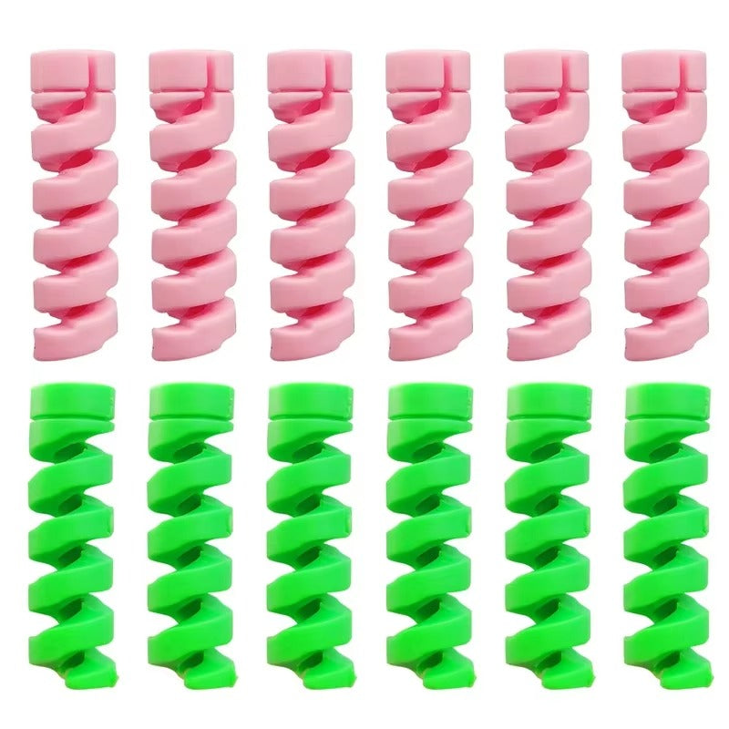 High Quality Cable Protector, 1/12pcs Universal Silicone Spiral Winder – Wire Organizer Cover for iPhone, USB Charger, Data 