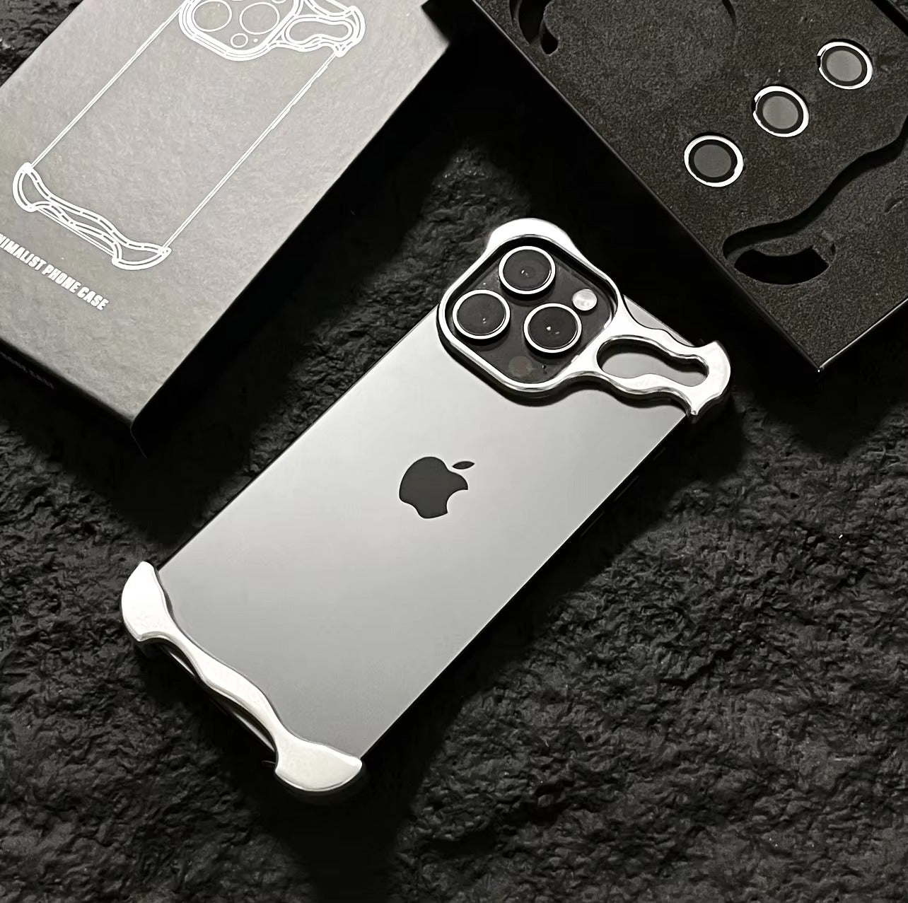 Luxury Metal Bumper Apple iPhone Case, MagSafe Compatible, Ultra Thin Magnetic Irregular Aluminum Frame and Lens Film Guard