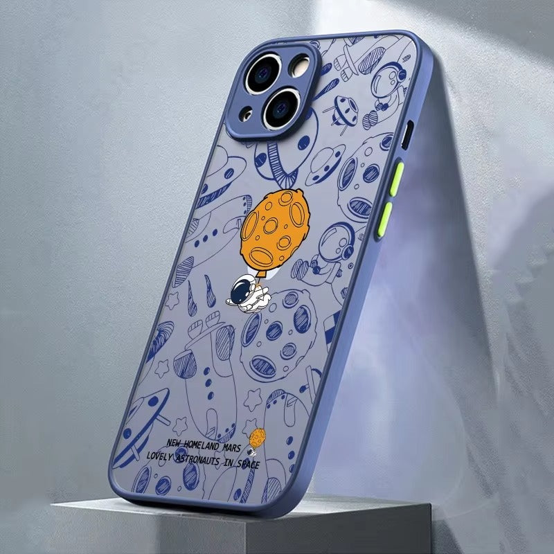 Robust Apple iPhone Case, MagSafe Compatible, Ultra Thin Screen Protection, Acrylic Matte Shell Featuring Astronaut Art