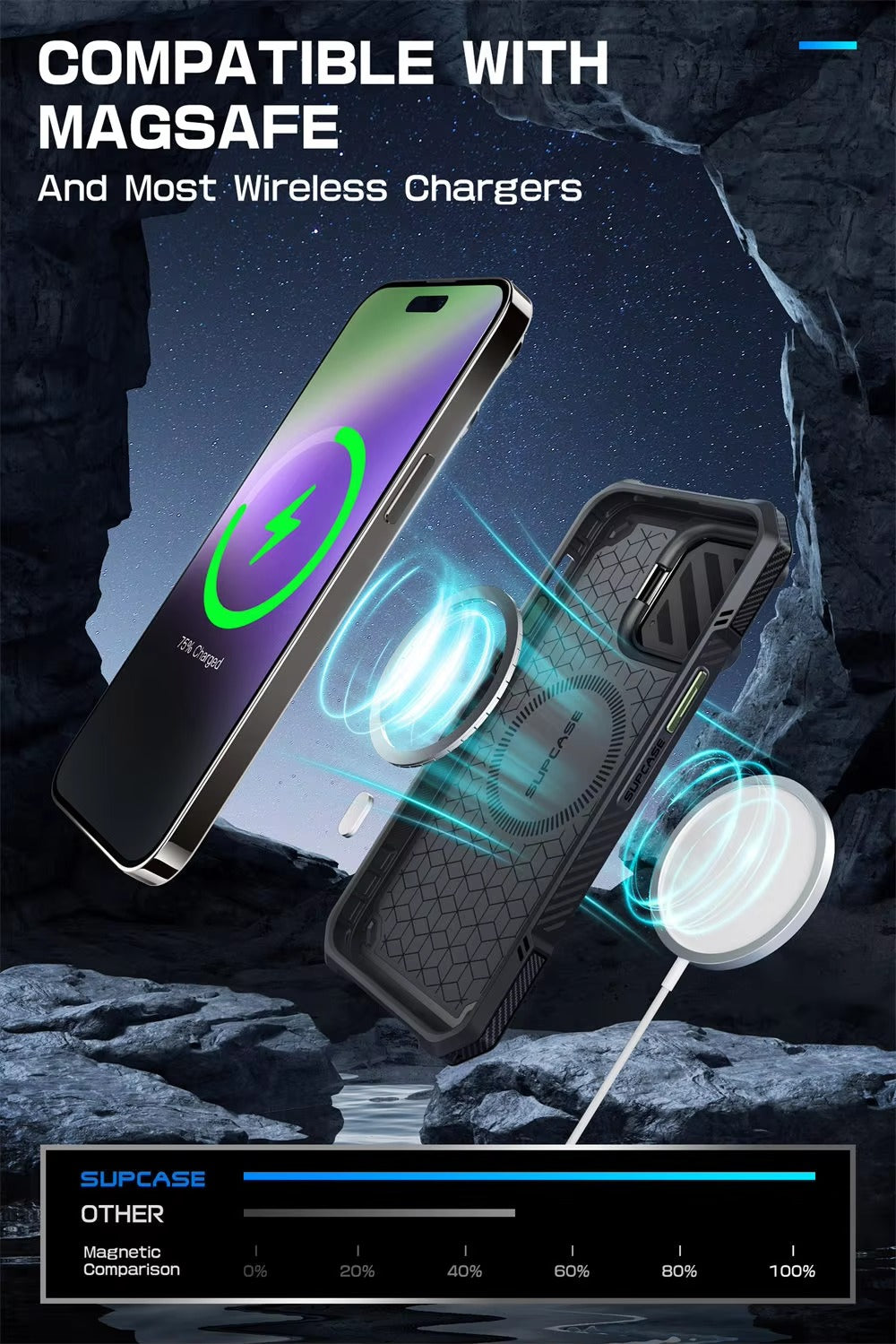 Robust Apple iPhone Case, MagSafe Compatible, Ultra Thin Magnetic Shockproof Cover with Camera Lens Shield, Kickstand Frame