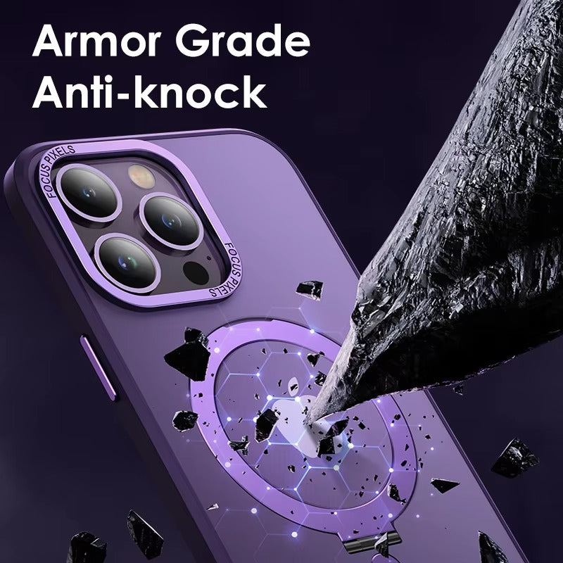 High Quality Apple iPhone Case MagSafe Compatible, Camera Lens & Screen Protection,  Cover with Aluminum Stand & Metal Lens