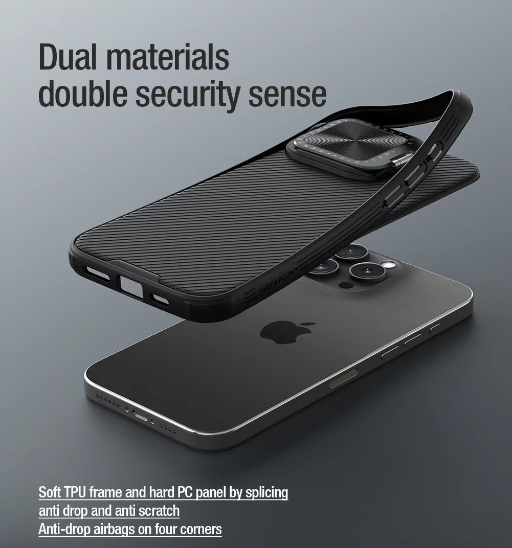 Premium Apple iPhone Case  Ultra Thin Shockproof Magnetic Full All Around Protection Cover with Slide Camera Stand Bracket