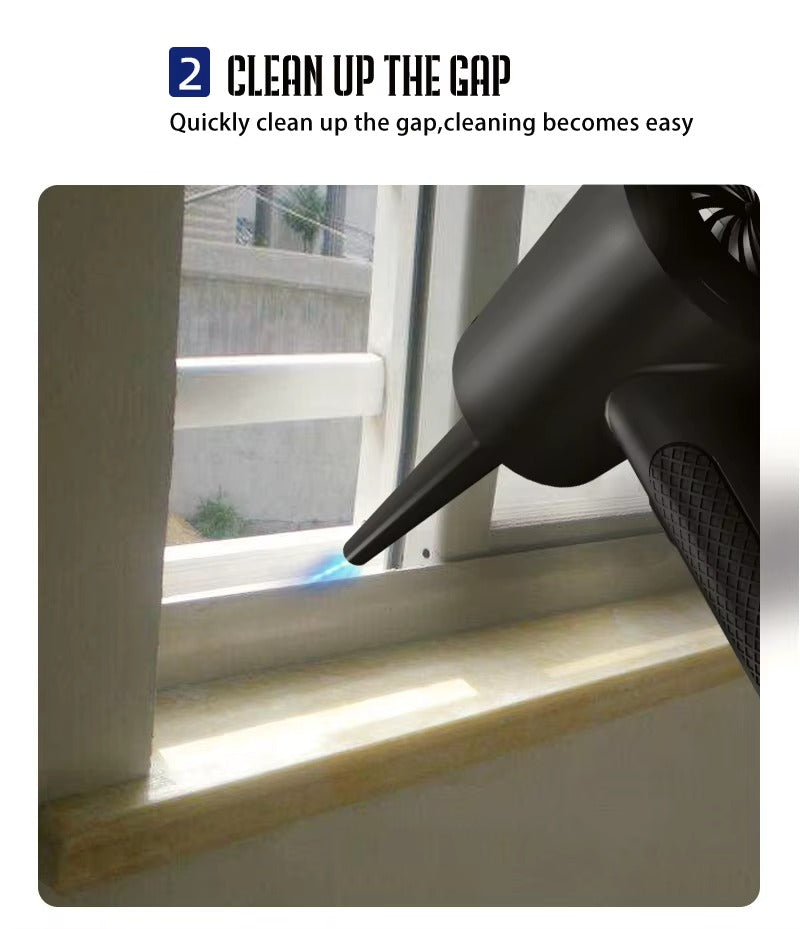 Powerful, Cordless, Compressed Air Duster for Computer, Air Blower with LED Light, for PC, Keyboard, Crumbs, Laptop, Car, Cleaning, Reusable, Portable