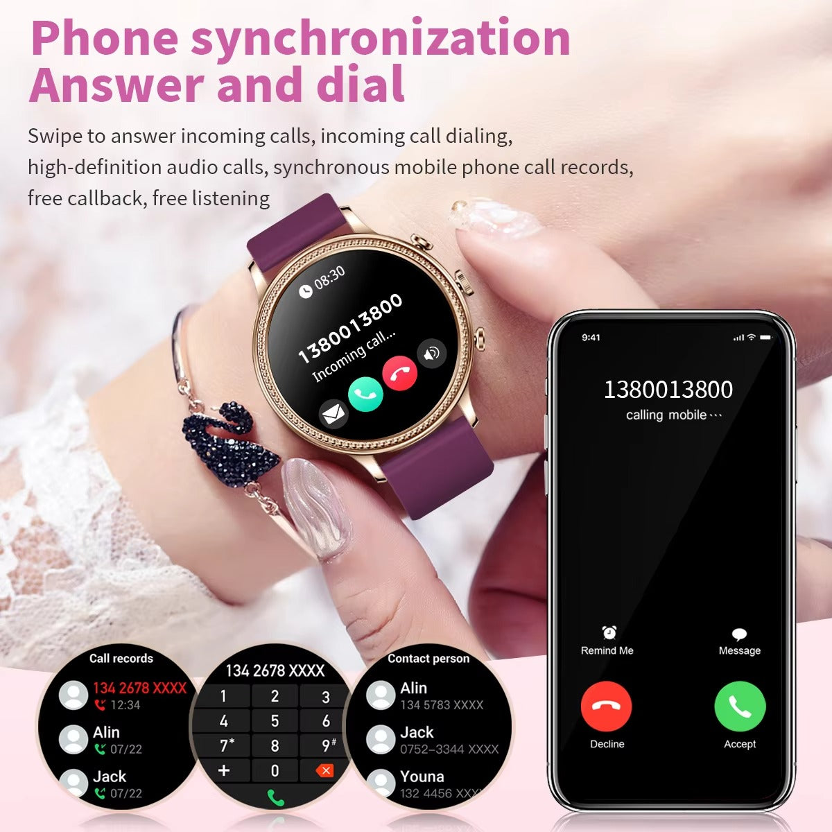 Luxury Women's Smartwatch with Bluetooth Calling – 1.39" HD Display, Heart Rate & SpO2 Monitor, Sleep Tracking, Menstrual Reminder, Fitness Watch Waterproof