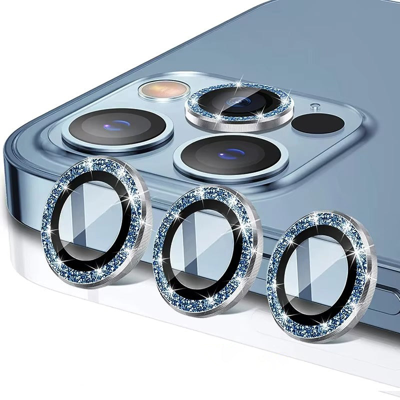 Luxury Metal Camera Lens Protector for iPhone – Diamond Edging, 9H Corning Glass, Anti-Scratch, Shockproof, Ultra HD Transparent Lens Cover Ring