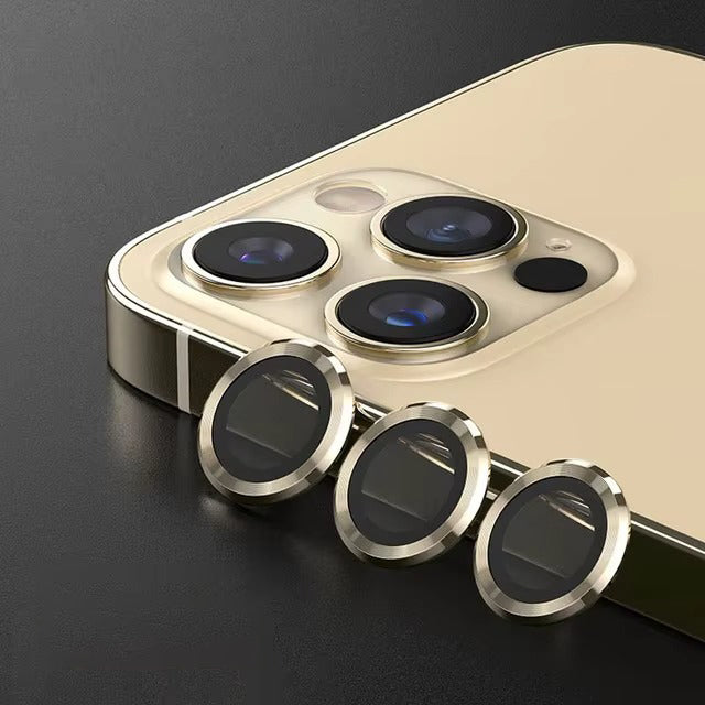 Luxury Metal Camera Lens Protector for iPhone – Diamond Edging, 9H Corning Glass, Anti-Scratch, Shockproof, Ultra HD Transparent Lens Cover Ring