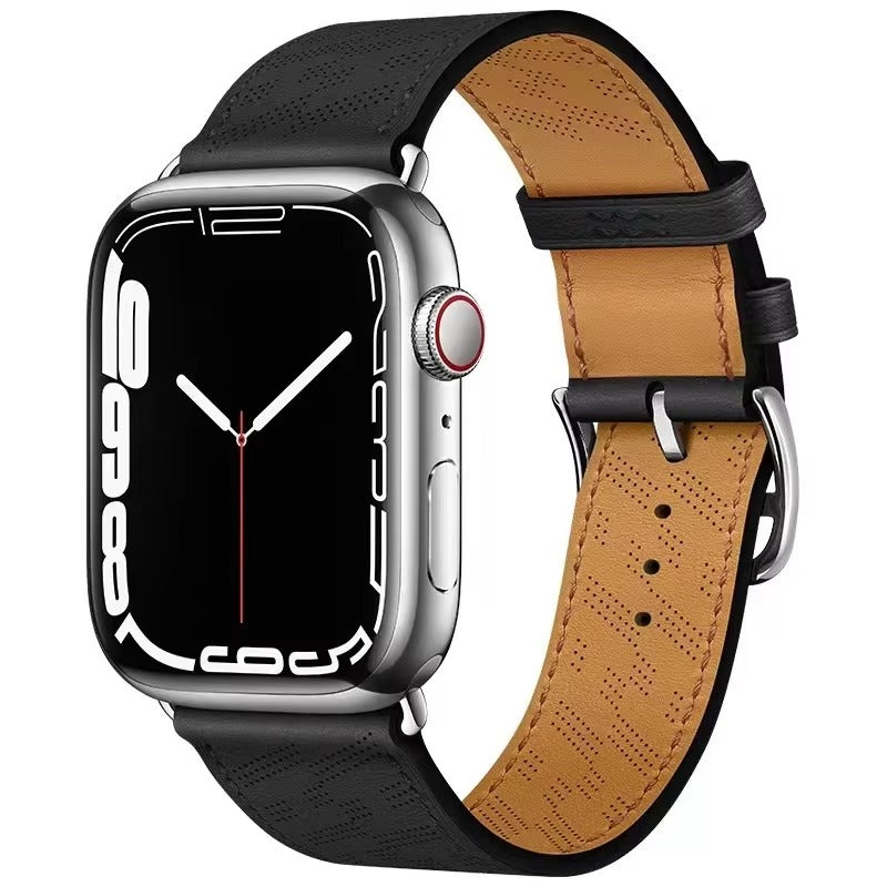 Luxury Genuine Leather Watch Band – Classic, Adjustable, Comfortable Strap for 40mm to 49mm Smartwatches, Men's and Women's 
