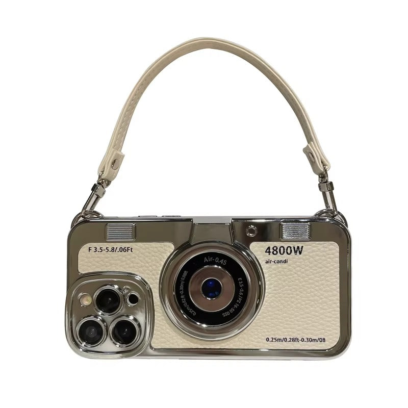 Premium Apple iPhone Case, MagSafe Compatible, Camera Lens & Screen Protection, Ultra Thin, Shockproof, Magnetic Full All Around Cover – Plated Camera Style Case with Lychee Texture & Anti-Fall Leather Rope