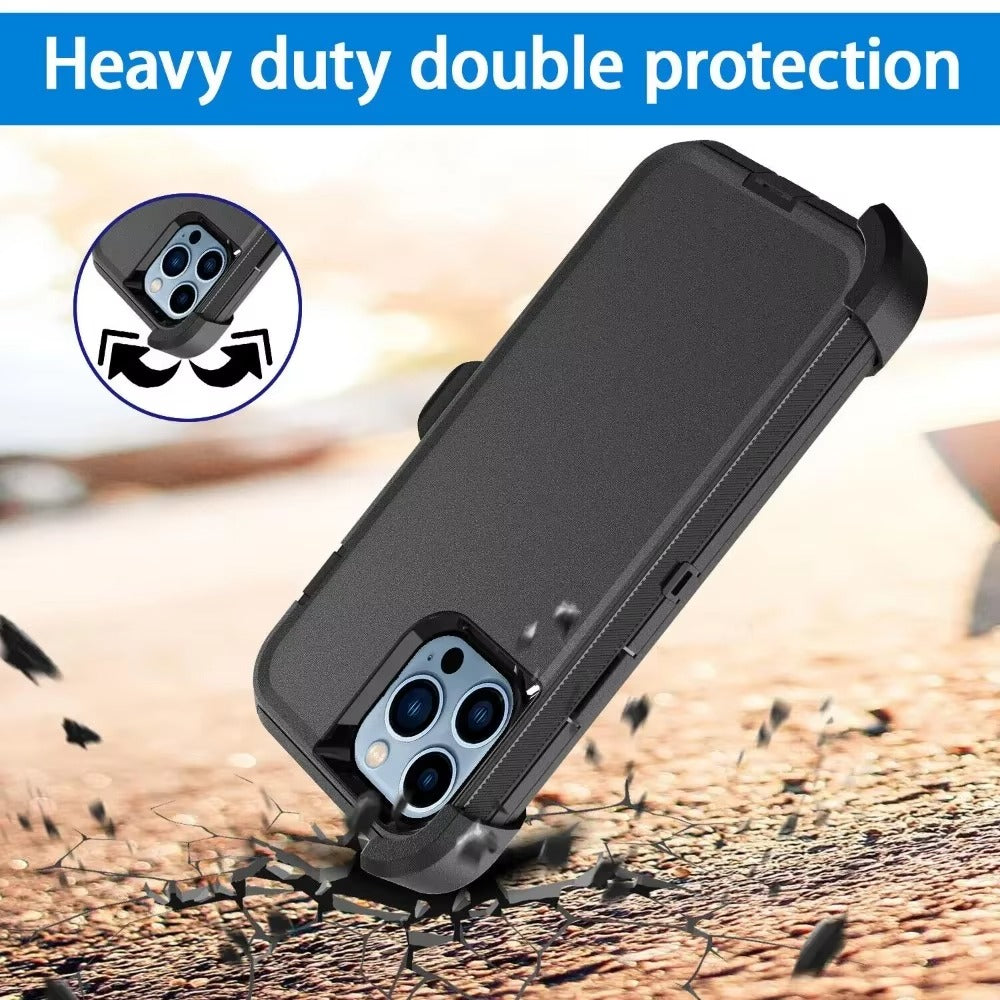 High Quality Apple iPhone Case, MagSafe Compatible, Camera Lens & Screen Protection, Ultra Thin, Shockproof, Magnetic Full All Around Cover – 3-in-1 Rugged Armor Case with Belt Clip & Dual-Layer PC+TPU Protection