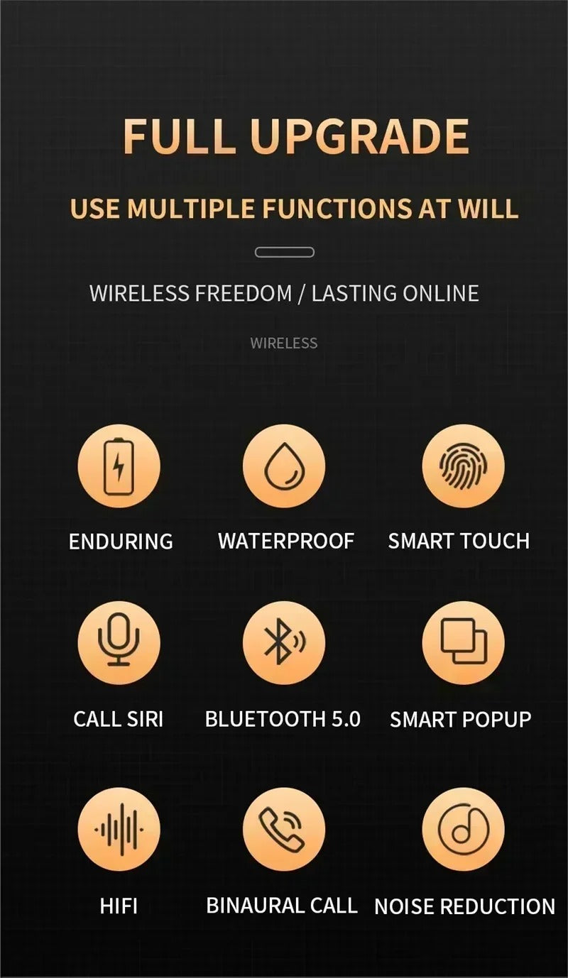 Premium TWS Wireless Earbuds with Mic – Bluetooth 5.0, Noise Cancelling, Touch Control, Long Battery Life, HiFi Stereo Earphones for iOS & Android