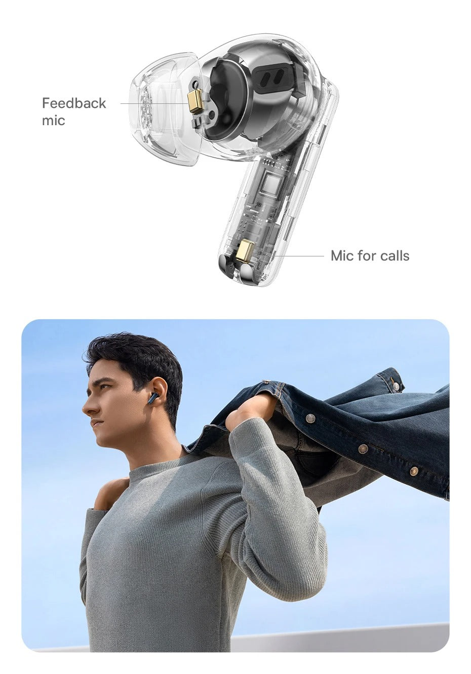 Luxury Noise Cancelling Bluetooth Earbuds for iPhone – Wireless ANC Headphones , -48dB Deep Noise Reduction for Calls & Music