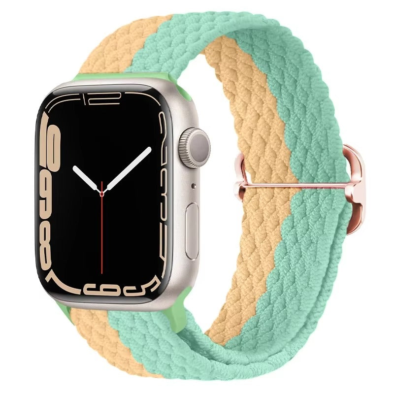 Premium Nylon Braided Solo Loop for Apple Watch – Adjustable Elastic Strap, Breathable Band for 40mm to 46mm Apple 