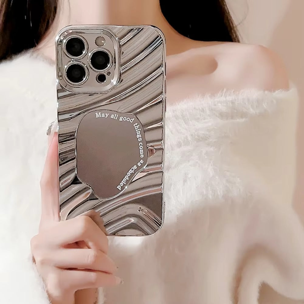 Luxury Apple iPhone Case, MagSafe Compatible, Camera Lens and Screen Protection, Ultra Thin, Shockproof, Magnetic, Full All Around Protection, Wavy Mirror Bumper Cover