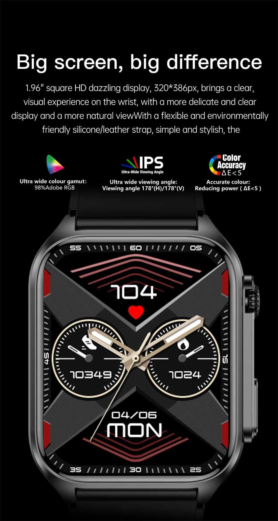 Premium Health Smartwatch for iPhone – Non-Invasive Blood Glucose Monitor with ECG+PPG, AI Voice Assistant, Bluetooth Calling