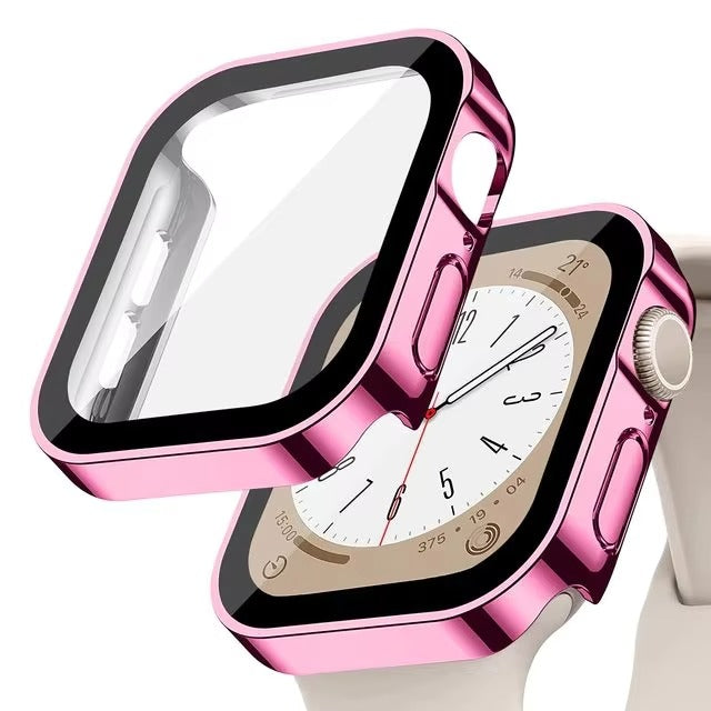 Premium Glass Screen Protector Case – Full Coverage, Straight Edge, Snap-On Protective Cover for 40mm to 49mm Smartwatches