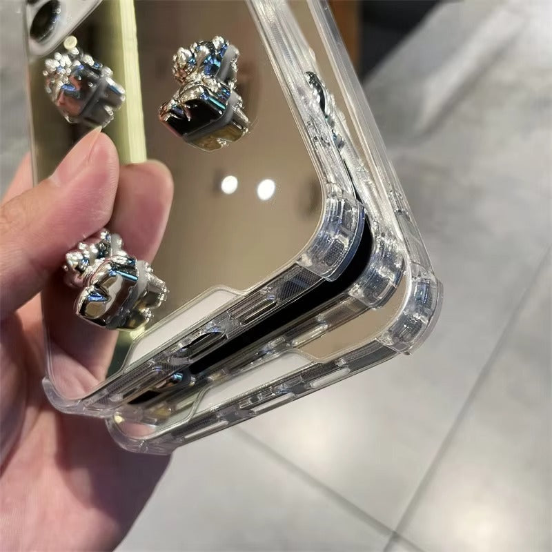 Luxury Apple iPhone Case, MagSafe Compatible, Camera Lens and Screen Protection, Ultra Thin, Shockproof, Magnetic, Full All Around Protection, Bow Heart Mirror Cover