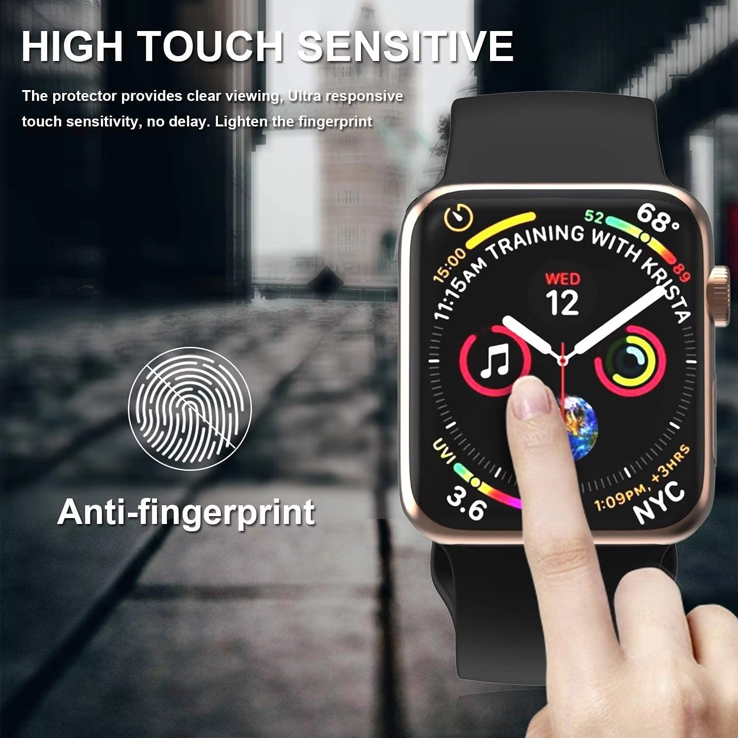 Premium 3D Full Cover Tempered Glass Screen Protector for Apple Watch – Anti-Fingerprint, Shockproof Case Bundle 38mm–49mm