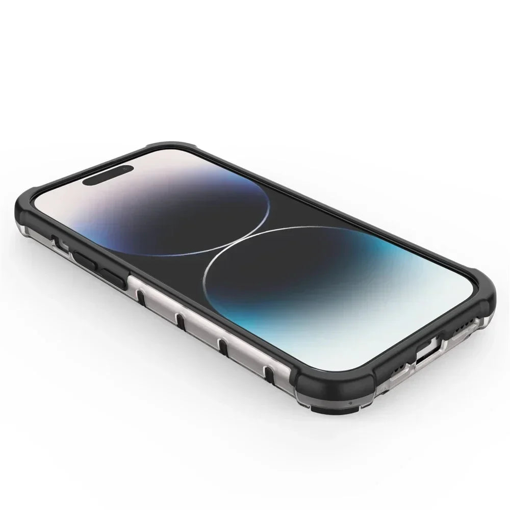 KEYSION Shockproof Armor iPhone Case – Soft Silicone + PC Transparent Honeycomb Back Cover for iPhone Models, 