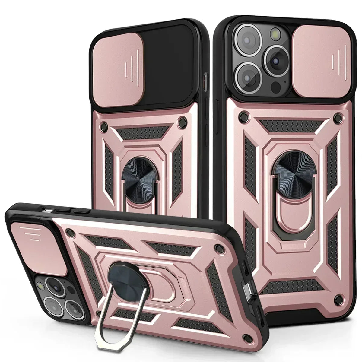 Shockproof Armor iPhone Case – Slide Camera Lens Protection, Rugged Full-Body Cover for iPhone Models