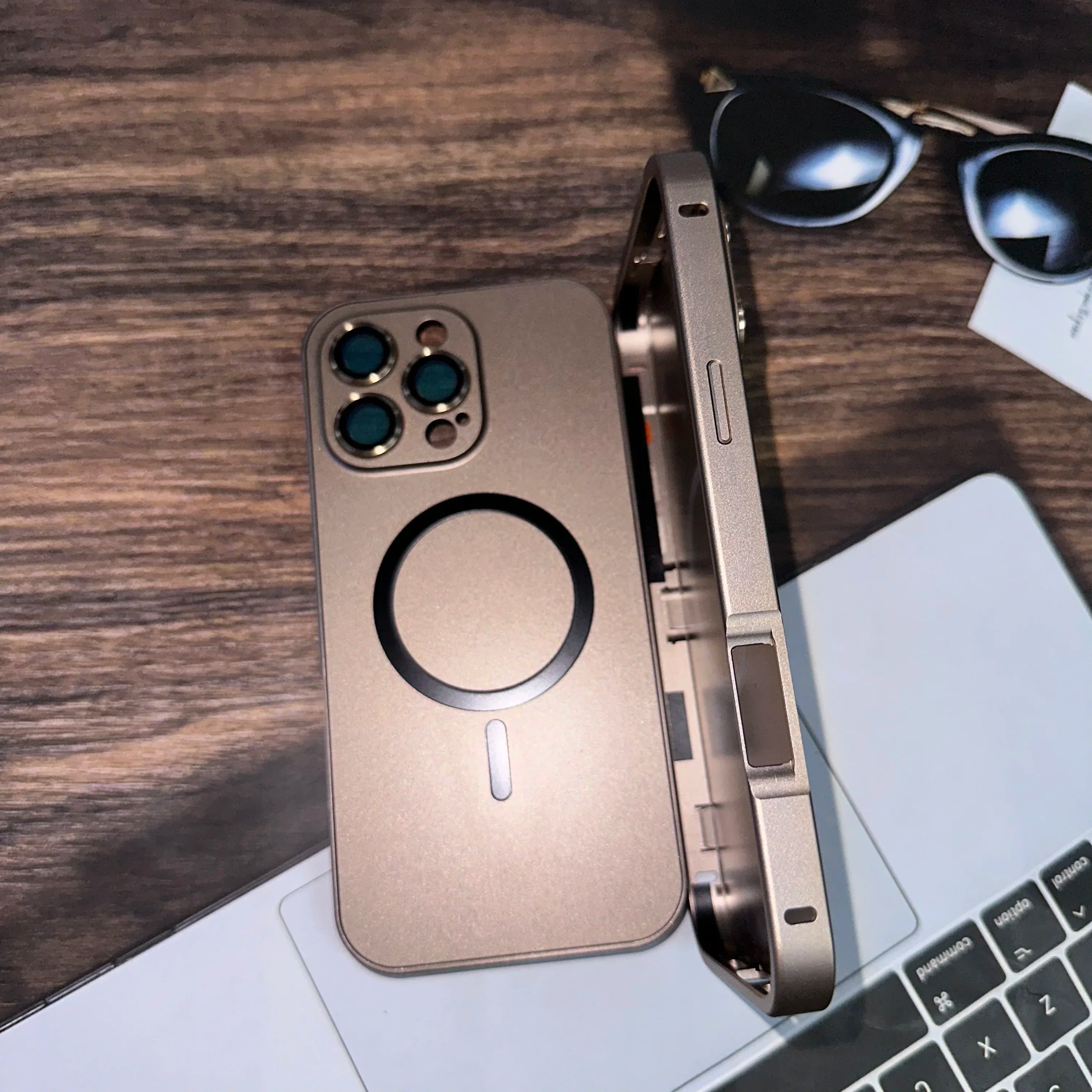 Premium Apple iPhone Case, MagSafe Compatible, Camera Lens & Screen Protection, Ultra Thin, Shockproof, Magnetic Full All Around Cover – Aluminum Metal Frame Case with Hard PC Back for Stylish Impact Protection