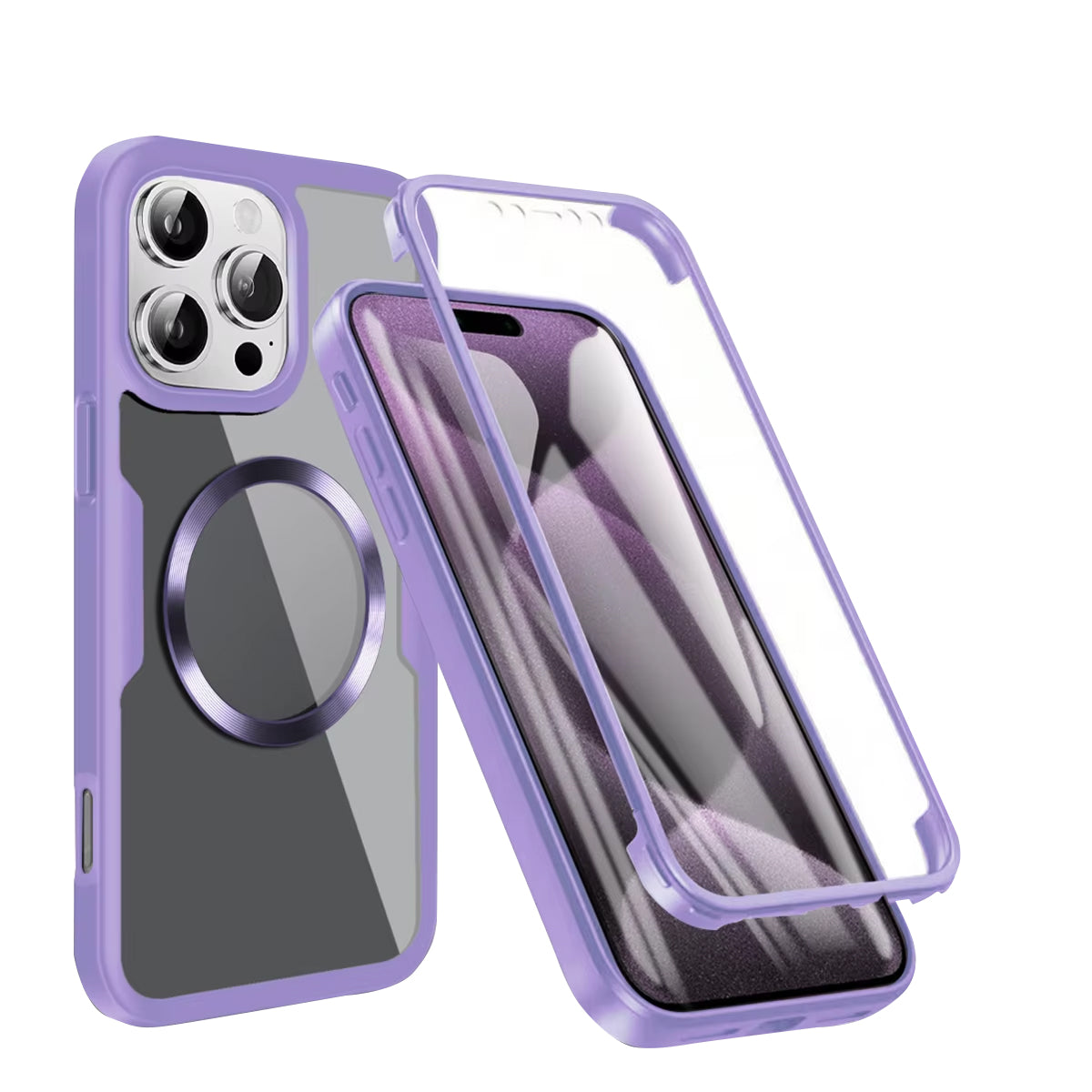 Luxury Apple iPhone Case MagSafe Compatible Ultra Thin Magnetic  All Around Protection Cover with Double Touch Clear Design