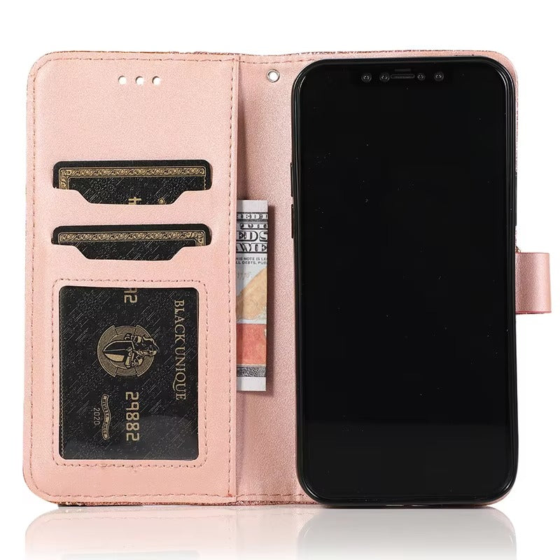 Luxury Apple iPhone Case, MagSafe Compatible, Camera Lens and Screen Protection, Ultra Thin, Shockproof, Magnetic, Full All Around Protection, Shiny Leather Wallet Cover