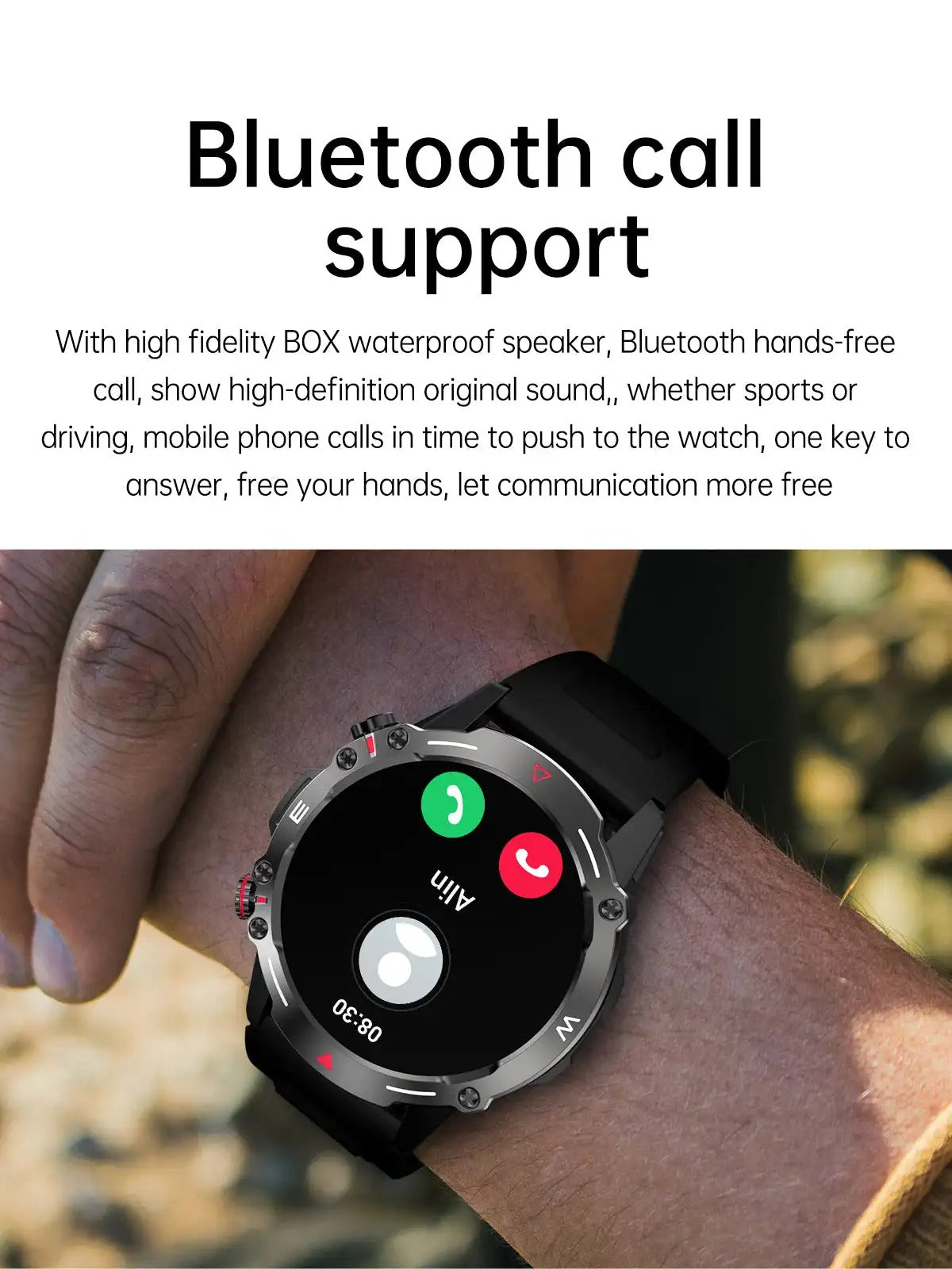 Premium Rugged AMOLED Smartwatch – 1.43" Bluetooth Calling Watch, IP68 Waterproof, Fitness Tracker, SpO2, Sleep Monitor, Voice Assistant, Long Battery Life