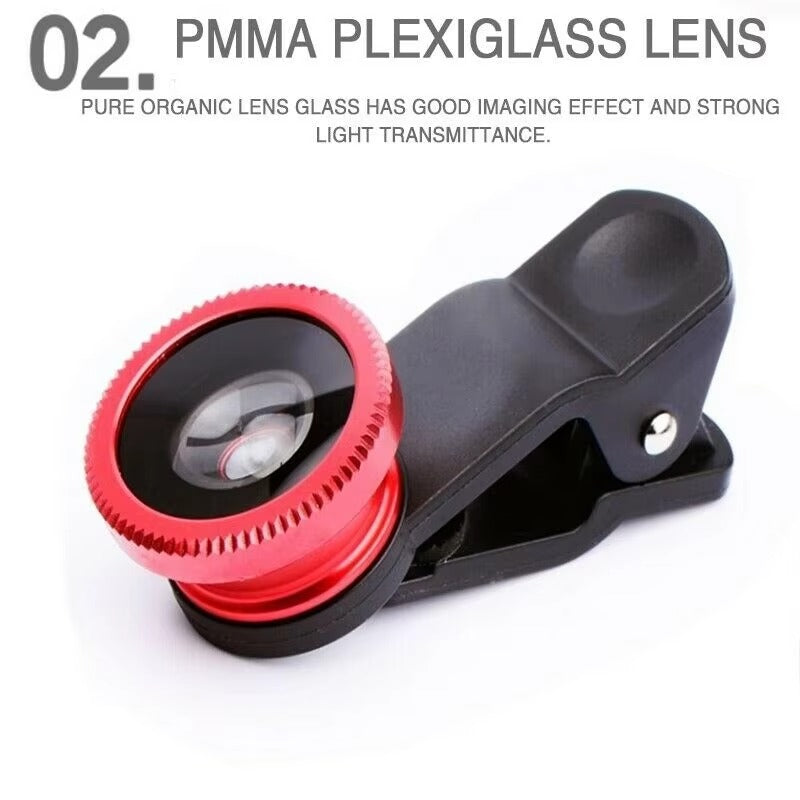 High Quality 3-in-1 Phone Camera Lens Kit – Fisheye, 0.67X Wide Angle Photography on Apple iPhone Devices