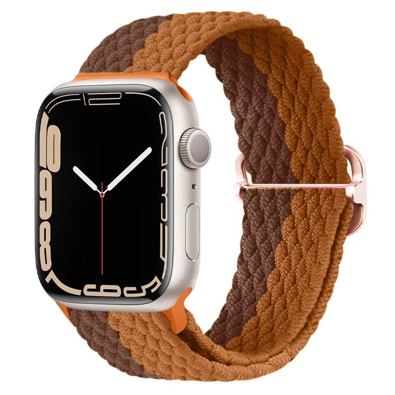 Premium Nylon Braided Solo Loop for Apple Watch – Adjustable Elastic Strap, Breathable Band for 40mm to 46mm Apple 