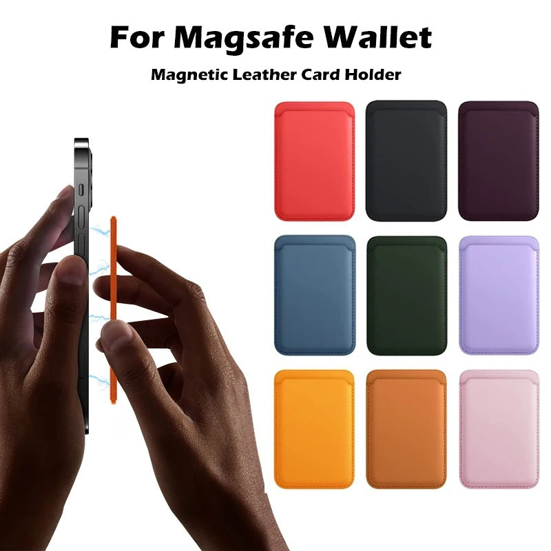 Premium Magnetic Leather Wallet for MagSafe – Slim Card Holder Case with RFID Block, Strong Magnet, Anti-Scratch, Non-Slip, Compatible with iPhone & Samsung