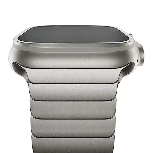 Premium Titanium Stainless Steel Band for Apple Watch Metal Link Bracelet with Secure Clasp, Compatible with 41mm to 49mm 