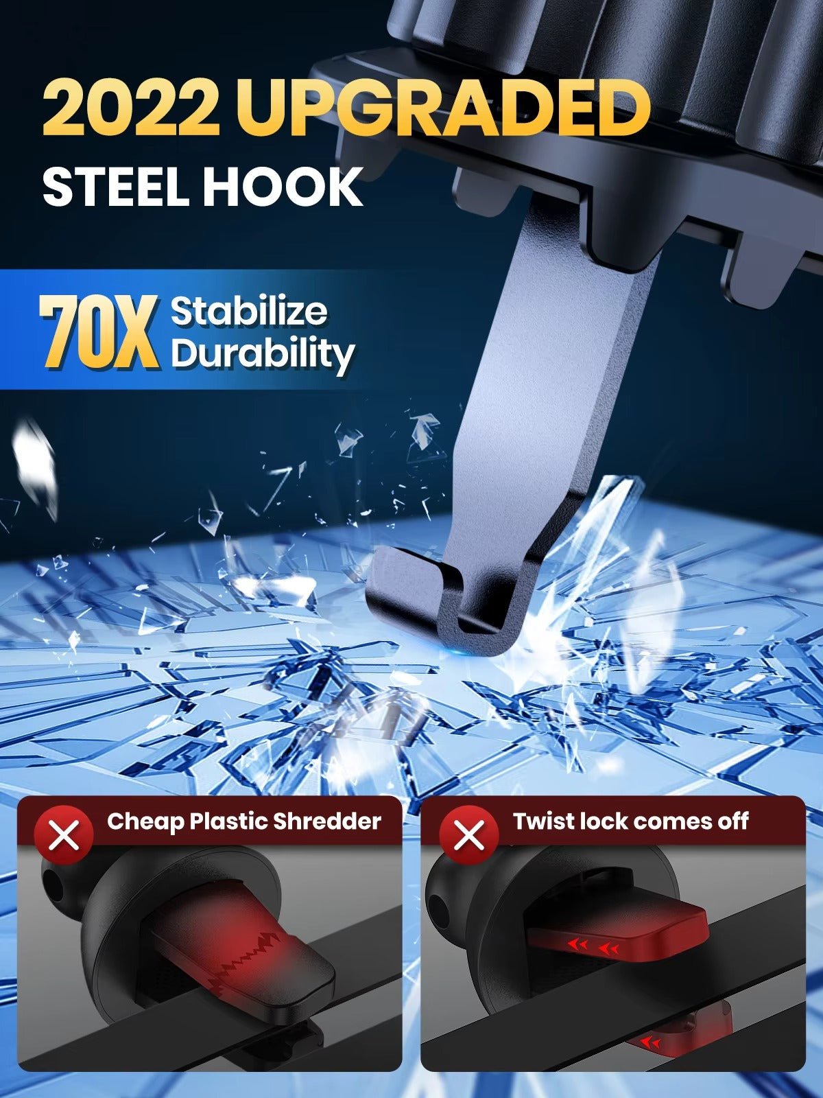 High Quality Universal Car Phone Holder – 360° Rotating Vent Mount with Hook Clip,  Apple iPhone Devices