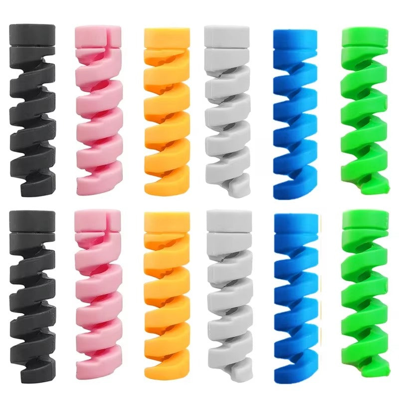 High Quality Cable Protector, 1/12pcs Universal Silicone Spiral Winder – Wire Organizer Cover for iPhone, USB Charger, Data 
