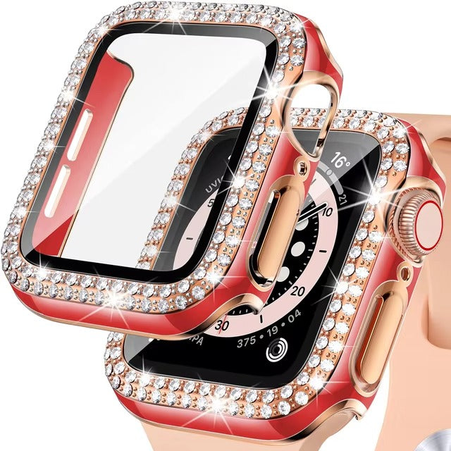 Luxury, Bling Diamond Case with Glass Screen Protector for Apple Watch –   for 38mm, 40mm, 41mm, 42mm, 44mm, 45mm