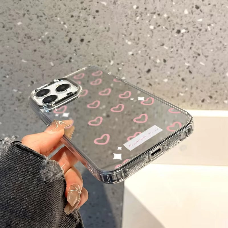 Luxury Apple iPhone Case, MagSafe Compatible, Camera Lens and Screen Protection, Ultra Thin, Shockproof, Magnetic, Full All Around Protection, Heart Mirror Soft Cover