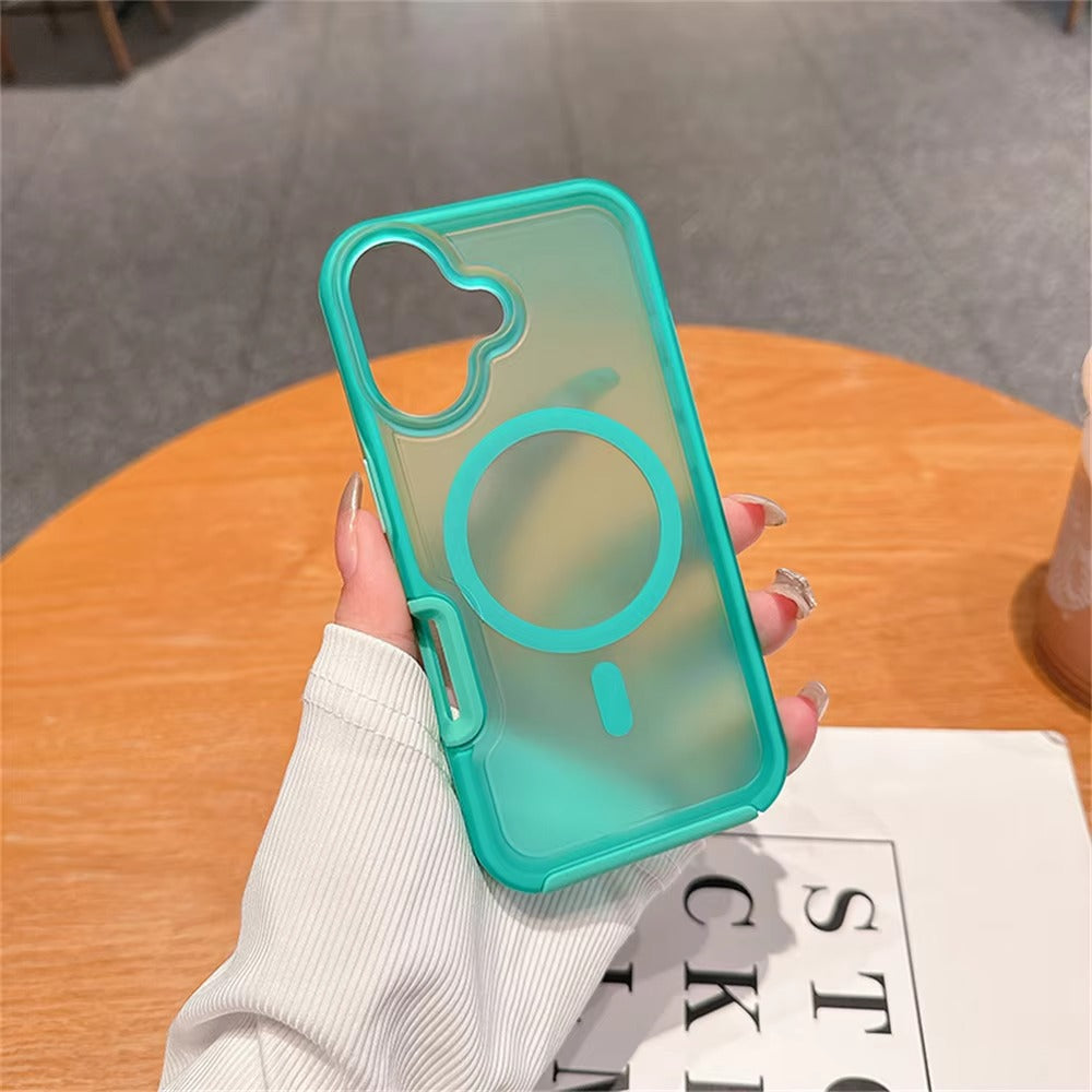 High Quality Apple iPhone Case, MagSafe Compatible, Camera Lens & Screen Protection, Ultra Thin, Shockproof, Magnetic Full All Around Cover – Dual Color Matte Armor Case with Wrist Strap & Magnetic Lanyard