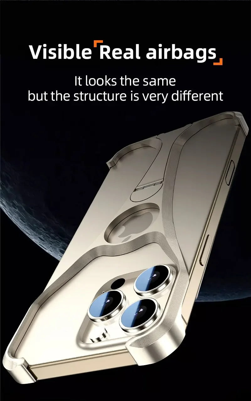 Premium Apple iPhone Case, MagSafe Compatible, Camera Lens & Screen Protection, Ultra Thin, Shockproof, Magnetic Full All Around Cover – Frameless Aluminum Alloy Case with Metal Holder, Stand & Heat Dissipation Design