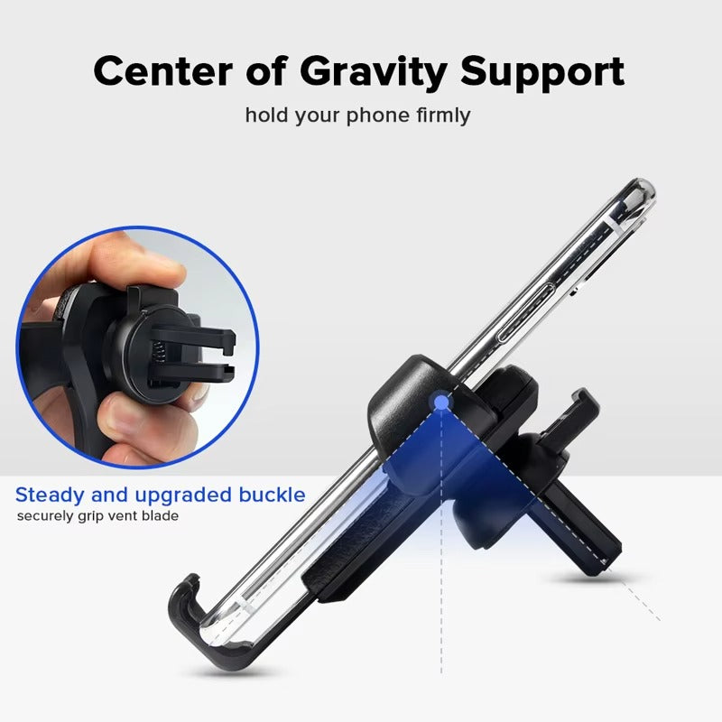 Luxury Gravity Car Phone Holder for iPhone – Air Vent Clip Mount, Hands-Free Mobile Stand, Secure GPS Navigation Support