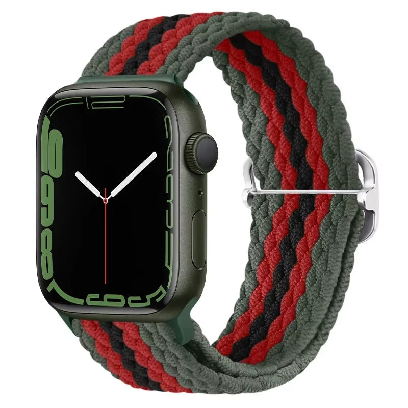 Premium Nylon Braided Solo Loop for Apple Watch – Adjustable Elastic Strap, Breathable Band for 40mm to 46mm Apple 