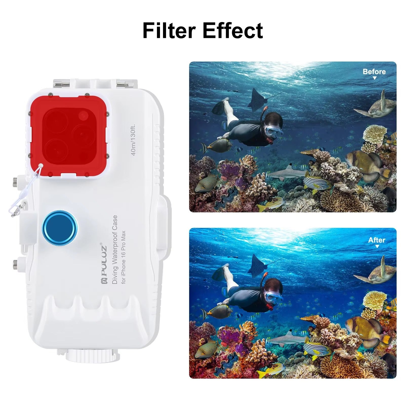 Robust Apple iPhone Case MagSafe Compatible, Camera Lens & Screen Protection, Ultra Thin Shockproof Magnetic Full All Around Protection Cover with 40m Waterproof Diving Housing