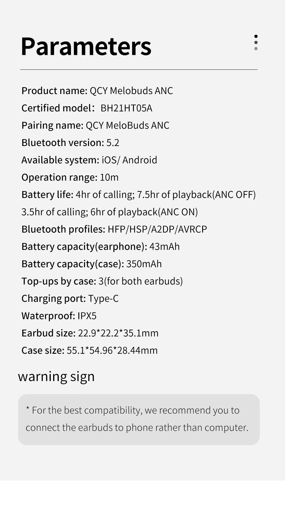 Premium, ANC Wireless Headphones –  Bluetooth 5.2 Earphones with 6-Mic ENC, HD Call, Transparency Mode for Apple iPhone