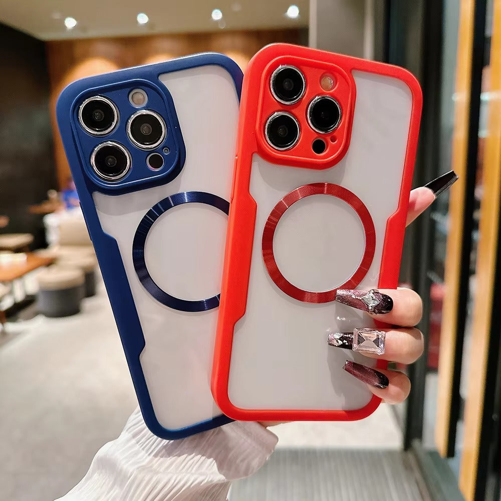 Luxury Apple iPhone Case MagSafe Compatible Ultra Thin Magnetic  All Around Protection Cover with Double Touch Clear Design