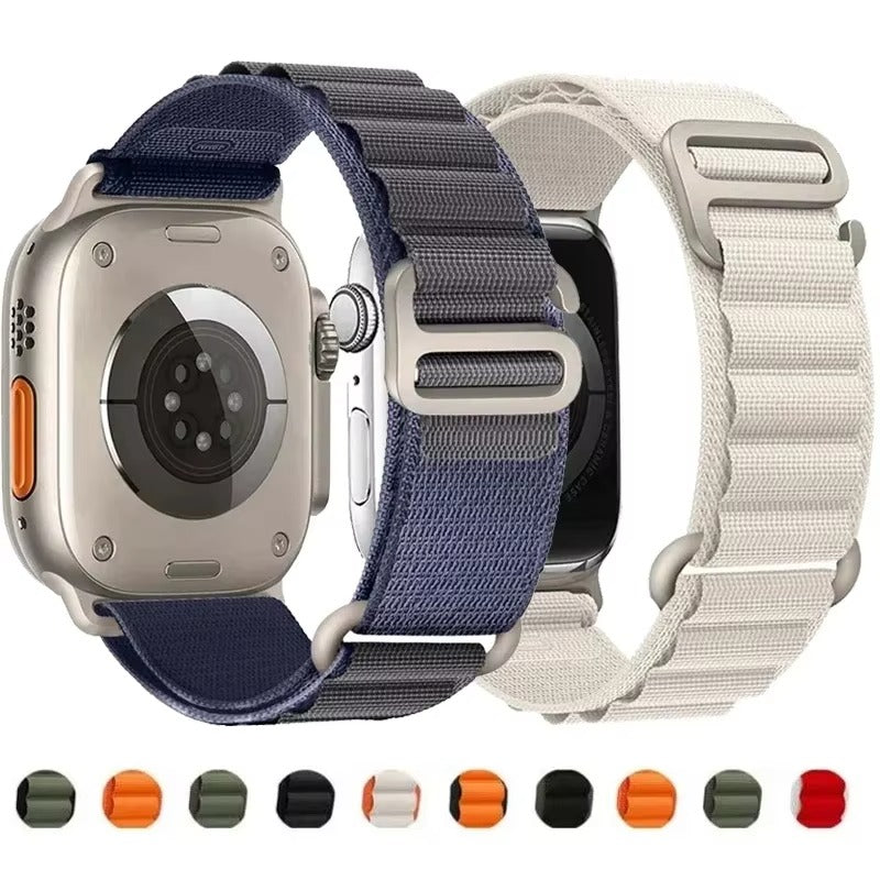 Premium Alpine Loop Nylon Watch Strap – Adjustable G-Hook Bracelet Band with Metal Connectors for 38mm 40mm 41mm 42mm 44mm 45mm 49mm